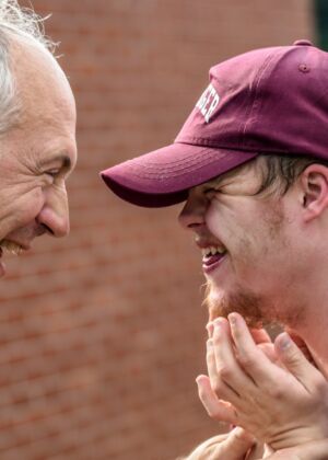 two man laughing at each other