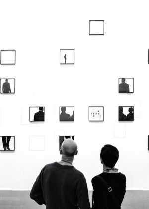 two person wearing crew-neck t-shirt